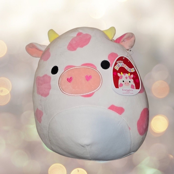 Squishmallows Evangelica Cow 11” Pink & White Plush Kellytoy NWT - Picture 1 of 3